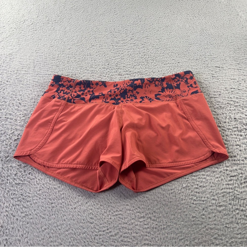 Lululemon Run Times Shorts Womens 8 Orange Athletic Lined Running Gym Yoga